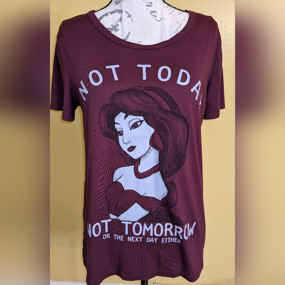 DISNEY Jasmine Aladdin Graphic T Shirt Burgundy Size  Large